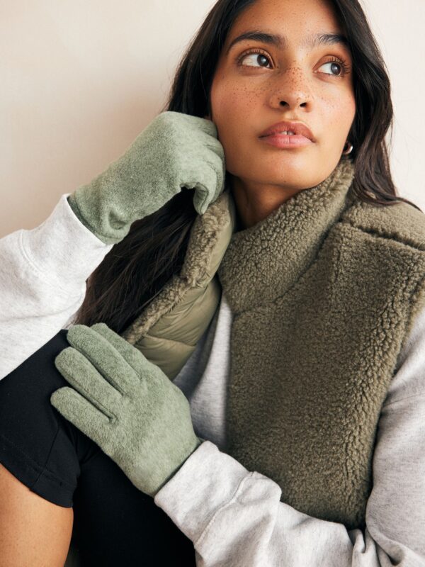 Khaki Green Fleece Gloves