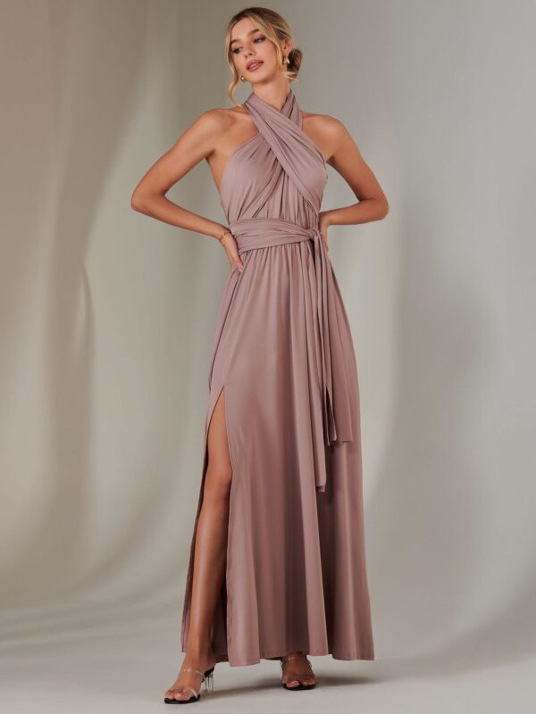 Jolie Moi Pink Halter Neck Maxi Bridesmaid Dress