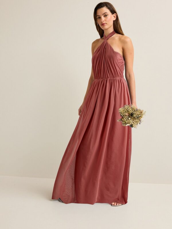 Rose Pink Mesh Multiway Bridesmaid Wedding Maxi Dress